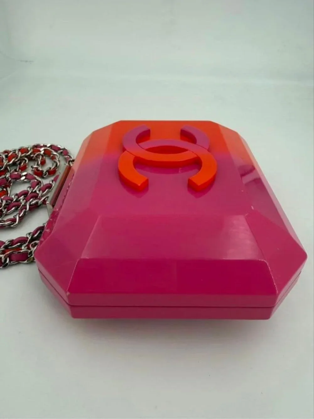 Chanel Acrylic Bicolor Flap Bag Pink
